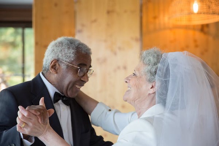 senior interracial couple